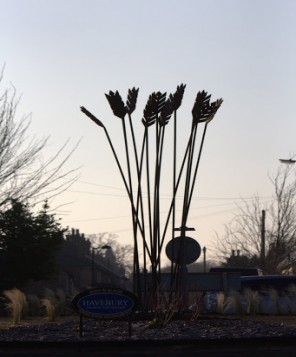Wheat sheaf sculpture on the Kings Road roundabout